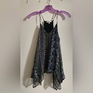Ella Moss Black and Purple Floral handkerchief Camisole black lining